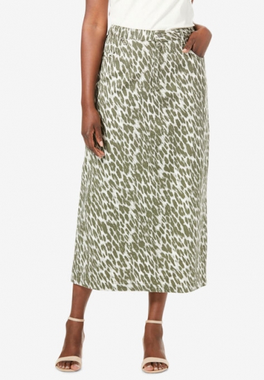Classic Cotton Denim Long Skirt - Jessica London - Click Image to Close