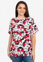 Disney Women's Minnie Mouse Faces Red Bows All-Over Print T-Shirt White - Disney