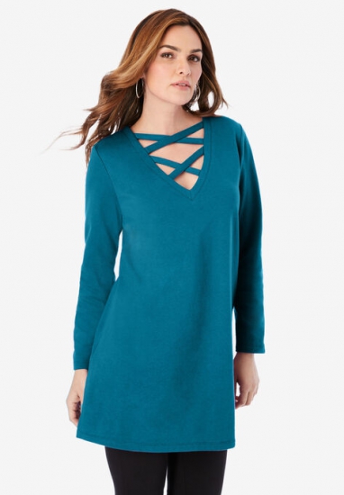 Crisscross Sweatshirt Tunic - Roaman's - Click Image to Close