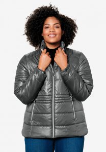 Short Puffer Zip Front Jacket - ellos