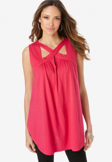 Cutout Swing Tunic Tank - Roaman's - Click Image to Close