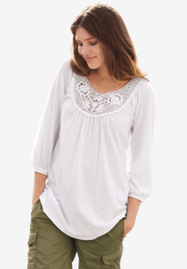 Crochet Trim Tunic - ellos - Click Image to Close