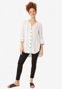 Striped Linen Blend Tunic - ellos