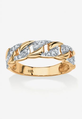 Gold & Sterling Silver Link Ring with Diamonds - PalmBeach Jewelry