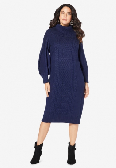 Turtleneck Sweater Dress - Roaman's - Click Image to Close