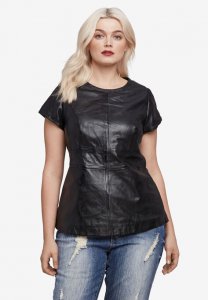 Back Zip Leather Top - ellos