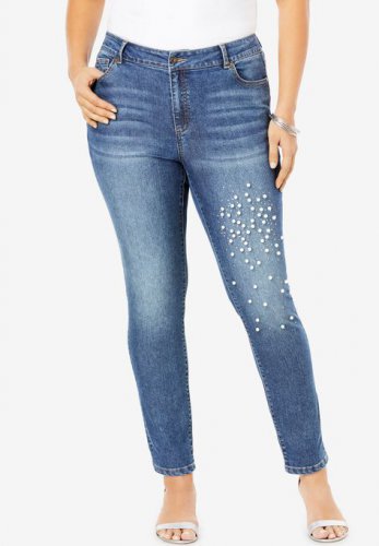 Pearl & Rhinestone Skinny Jean by Denim 24/7 - Denim 24/7