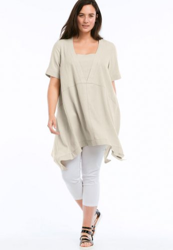 Linen-Blend Hanky Hem Tunic - ellos