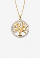 Gold over Silver Tree of Life Pendant Diamond Accent with 18 in Chain - PalmBeach Jewelry