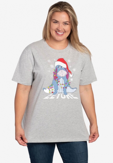 Disney Eeyore Christmas T-Shirt Holiday Gray - Disney - Click Image to Close