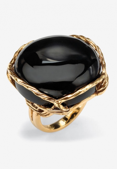 Gold-Plated Onyx Ring - PalmBeach Jewelry - Click Image to Close