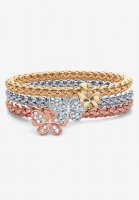 Rose Gold-Plated Butterfly Charm Stretch Bracelet Set - PalmBeach Jewelry