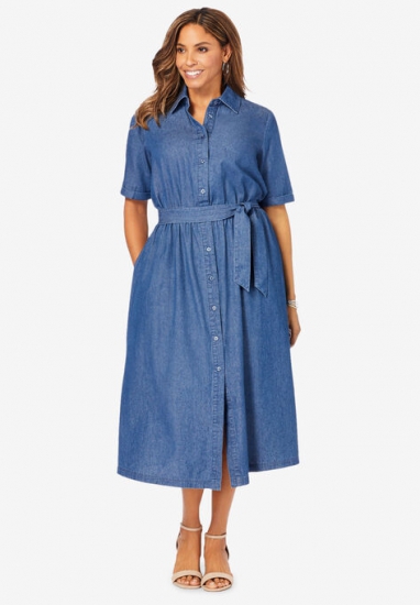 Soft Denim Shirtdress - Jessica London - Click Image to Close