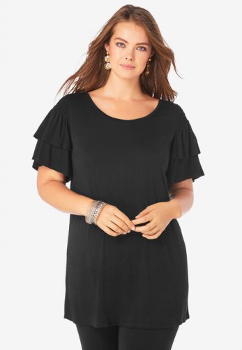 Ruffle-Sleeve Ultra Femme Tunic - Roaman's