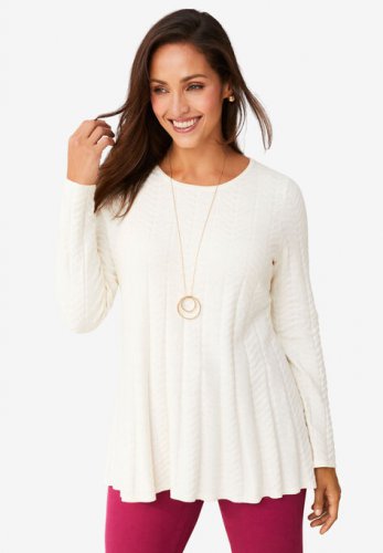 Chevron Fit & Flare Sweater - Jessica London