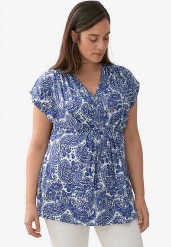 V-Neck Tunic With Gathered Bodice - ellos