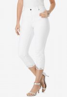 Sequin Trim Straight-Leg Capri Jean - Roaman's