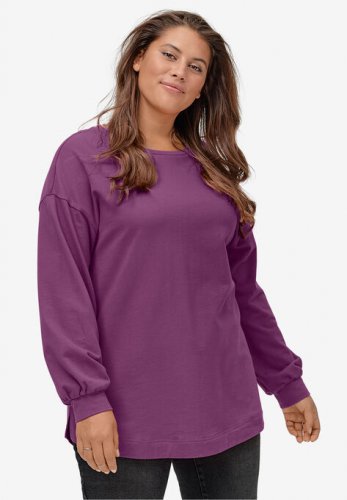 Blouson Sleeve Sweatshirt Tunic - ellos