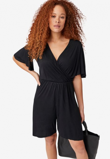 Flutter Sleeve Surplice Romper - ellos - Click Image to Close