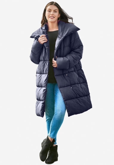 High Collar Puffer Coat - Roaman's - Click Image to Close