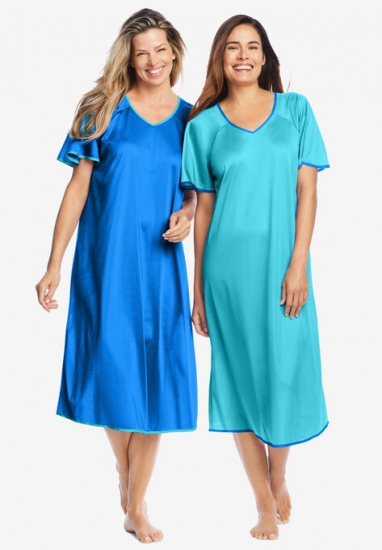 2-Pack Short Silky Gown - Only Necessities - Click Image to Close