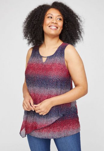 Tie-Dye Mesh Keyhole Tank - Catherines