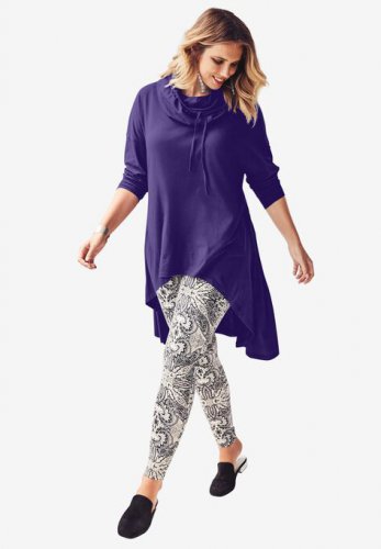 Drawstring Cowl-Neck Ultra Femme Tunic - Roaman's