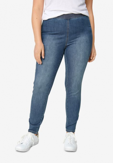 Elastic Waist Denim Jeggings - ellos - Click Image to Close