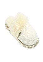 Textured Knit Scuff With Fur Lining Slippers - GaaHuu