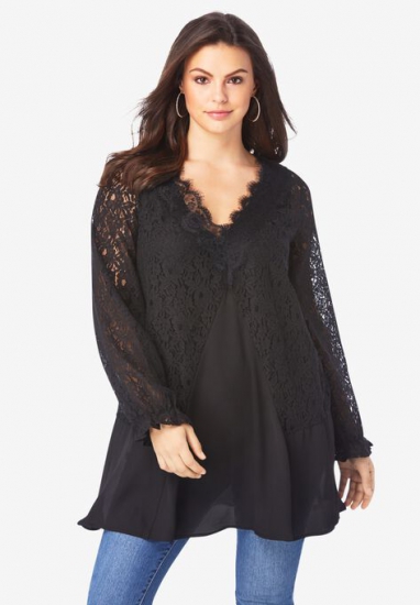 Lace & Georgette Swing Tunic - Roaman's - Click Image to Close