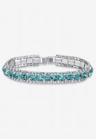 Silver Tone Tennis Bracelet Simulated Birthstones and Crystal, 7\ - PalmBeach Jewelry