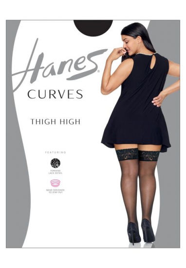 Curves Lace Thigh High - Hanes - Click Image to Close