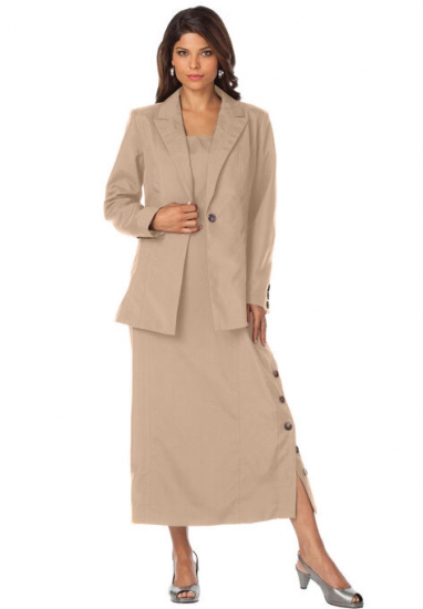 Side Button Jacket Dress - Roaman's - Click Image to Close