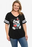 Disney Mickey & Minnie Mouse Classic V-Neck T-Shirt Black - Disney
