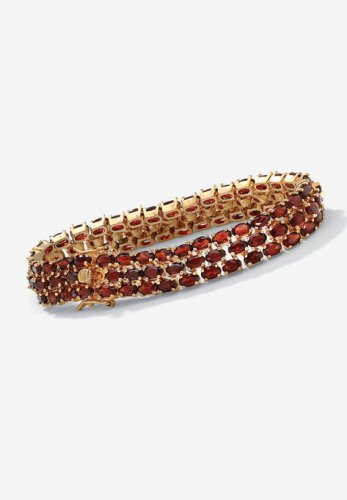 Gold & Sterling Silver Tennis Bracelet with Garnet - PalmBeach Jewelry