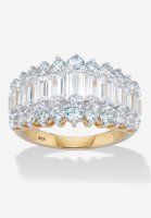 18K Gold & Sterling Silver Cubic Zirconia Ring - PalmBeach Jewelry