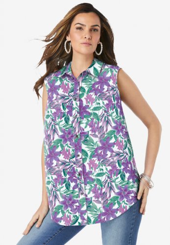 Sleeveless Kate Big Shirt - Roaman's