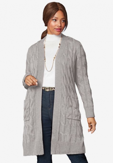 Cable Duster Sweater - Jessica London - Click Image to Close