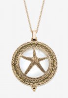 Goldtone Antiqued Starfish Magnifier Pendant with 32\ - PalmBeach Jewelry