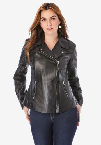 Leather Moto Jacket - Roaman's