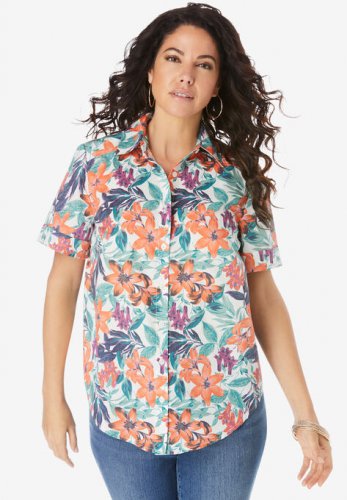 Short-Sleeve Kate Big Shirt - Roaman's