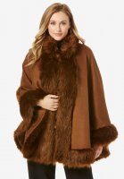 Faux Fur Trim Cape - Jessica London