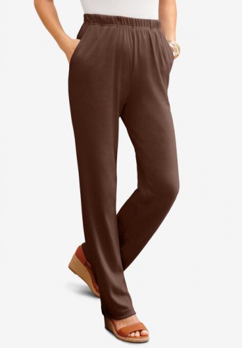 Straight-Leg Soft Knit Pant - Roaman's