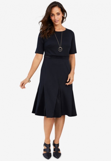 Ponte Fit & Flare Dress - Jessica London - Click Image to Close