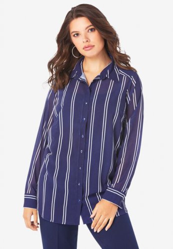 Georgette Big Shirt - Roaman's