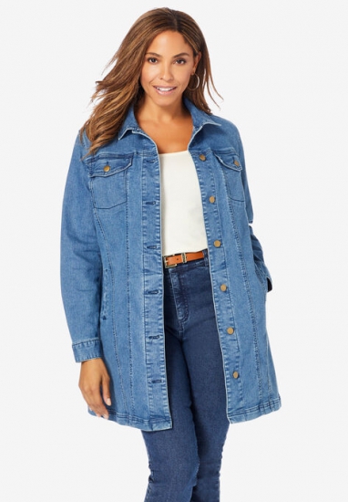 Long Denim Jacket - Jessica London - Click Image to Close