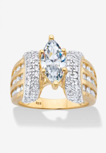 Gold over Sterling Silver Marquise Cut Engagement Ring - PalmBeach Jewelry