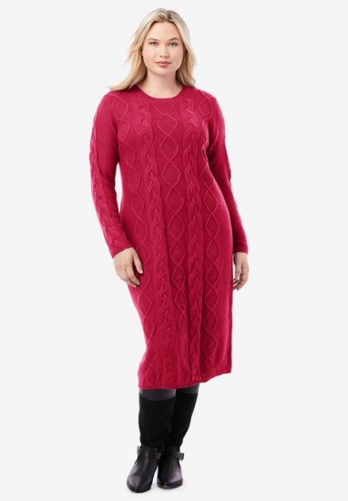 Cable Sweater Dress - Jessica London - Click Image to Close