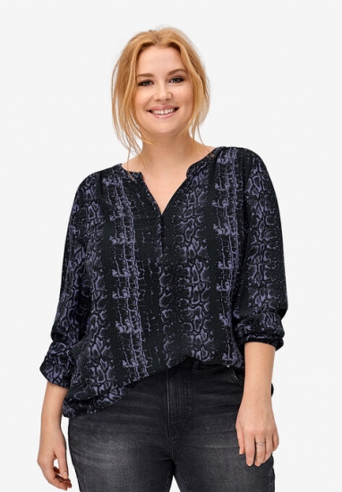 Notch Neck Henley Tunic - ellos - Click Image to Close