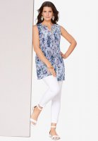 Sleeveless English Floral Big Shirt - Roaman's